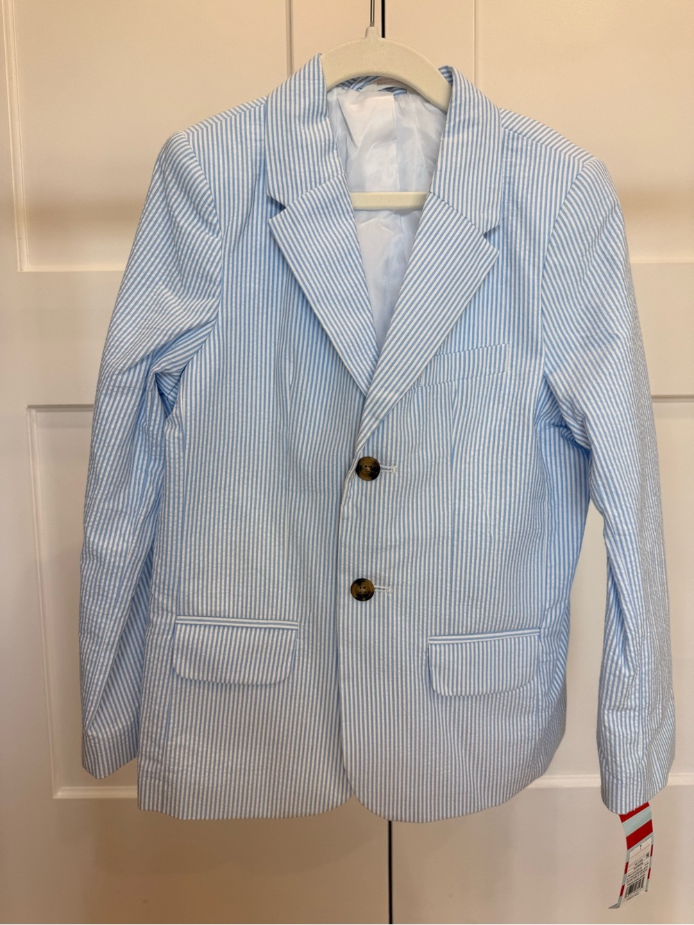 Cat & Jack Light Blue and White Seersucker Boys' Blazer